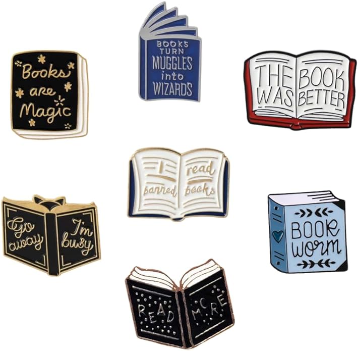 pins with book designs, gift idea for book lovers 