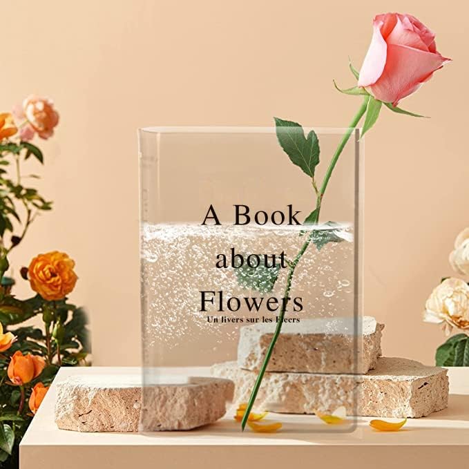 glass vase in the shape of a book, a gift idea for book lovers