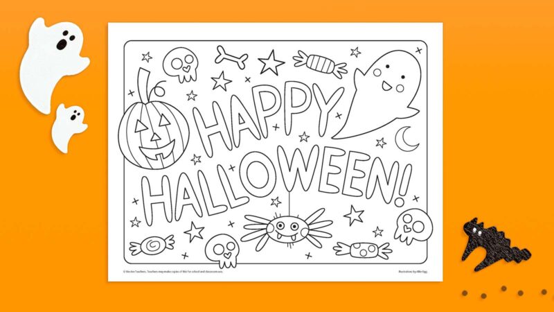 Season's greetings Halloween coloring page